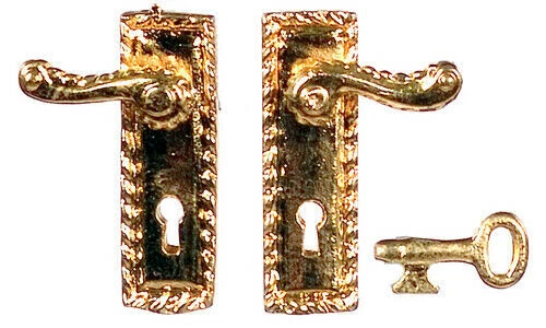 Dollhouse Miniature Knob and Keyplate with Key, Set of 3 - Image 1 of 1