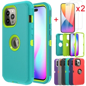 Für iPhone 14 13 12 11 XR 14 Pro Max Hülle Robust Cover + Glas Displayschutz - Bild 1 von 20
