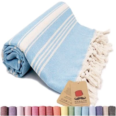 Turkish Beach Towel 100% Cotton Bath Towels Oversized Quick Dry Boho Farmhous... - Image 1 of 4