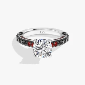 Galaxy Star Rundschliff Moissanit schwarzer Spinell und Granat Damen Verlobungsring - Bild 1 von 3