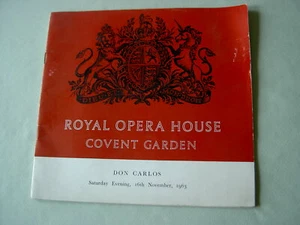 Programme: ROH Covent Garden 1963 VERDI Don Carlos Ghiaurov Edward Downes - Picture 1 of 3