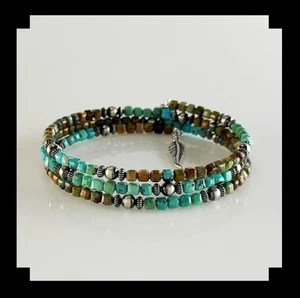 White Fox Turquoise Memory Bracelet - Picture 1 of 5