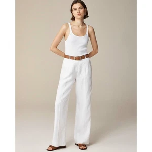 J.Crew Wide-leg Essential pant in linen White Size 14 NWT - Picture 1 of 8