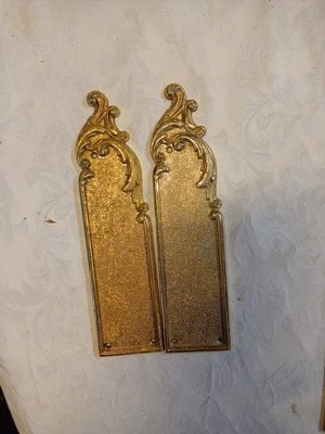 Paire plaques décoratives anciennes métal doré – Made in France – Modèle Déposé  - Photo 1/4