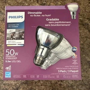 Philips par 20 led bulb 3000k 3 pack indoor dimmable 5.5 watt 50w replacement - Picture 1 of 7