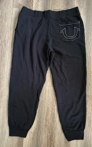 True Religion Cotton Active Jogger Contrast Stitch Black Sz 2XL Sweatpants NEW - Picture 1 of 13
