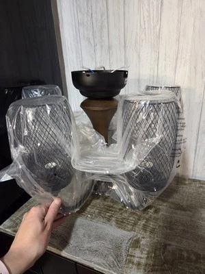 Warehouse of Tiffany CFL-8412REMO/IW Slatin 52-in Replacement Shade With 5 Glass - Image 1 of 3