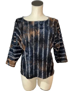 Brooks Women’s Vintage Dark Romantic Ruffle Appliqué Stretch Knit Top size L - Picture 1 of 8