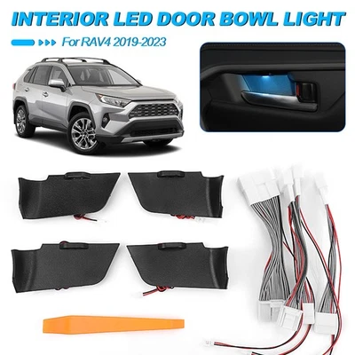 4X Interior Door Handle Bowl Atmosphere LED Light Blue For Toyota RAV4 2019-2022 - Image 1 of 4