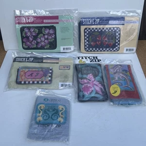 Set of 6 x Stitch & Zip Needlepoint Kits-Dolphins, Crystal Cruise, Climbing Rose - Picture 1 of 14
