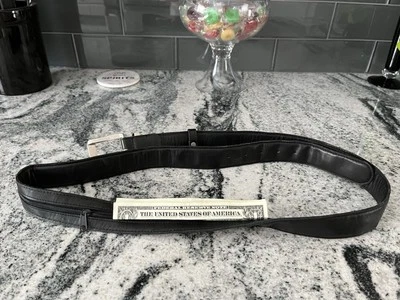 Мужской кожаный ремень для денег черный размер 42 нержавеющая сталь оборудование безупречно классный - Изображение 1 из 4