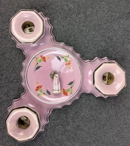 Lámpara de techo de porcelana PORCELIER temprana restaurada, fondo rojo-violeta, arte diciembre - Imagen 1 de 9
