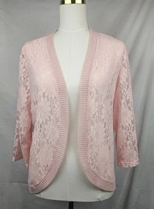 Womens Pink Lace Cardigan No Brand Sz 2XL Coquette Fairycore Feminine - Picture 1 of 6