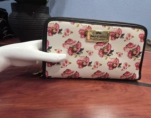 Portafoglio donna Juicy Couture designer zip grande stile busta bianco rosa - Foto 1 di 6