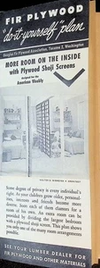 Brochure compensato di abete vintage piano fai da te Tacoma WA schermi Shoji 8 pannelli - Foto 1 di 2