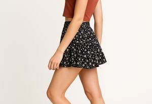 Aeropostale Damen Skort Größe S schwarz Blumen Rüschen Viskose Sommer Shorts - Bild 1 von 6