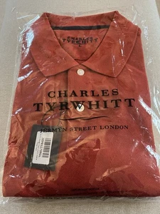 CHARLES TYRWHITT Short Sleeve Pique Polo Shirt Mens  Large Jersey Burnt Orange - Picture 1 of 6
