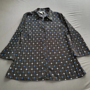 Fred David Shirt Damen Medium M Langarm Stretch Knopfleiste gepunktet schwarz - Bild 1 von 12