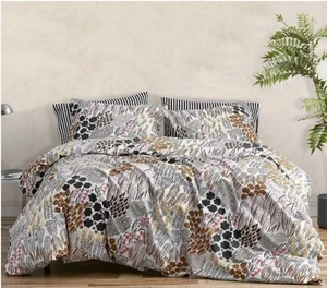 3 Piece Set marimekko Pieni Letto Queen Duvet White Pink /2 Shams - Picture 1 of 7