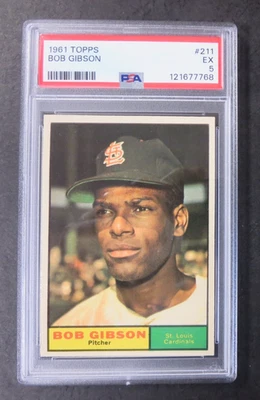 Topps Bob Gibson #211 1961 PSA 5 losa limpia fresca centrada Foto 1 de 3