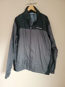 Columbia Men's XL Zip-Up Windbreaker Black/Grey Packable, Adjustable Waist, Hood - Picture 1 of 11