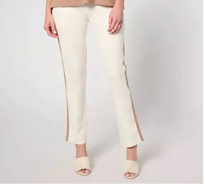 Calça de tornozelo feminina com controle tamanho 1X barriga regular fina marfim A636546 - Imagem 1 de 4