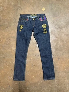 Coogi Premium Embroidered Women’s Denim Jeans Multicolor Knit Accents - Size 7/8 - Picture 1 of 17