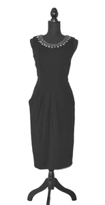 Abito A8 originale LAFAYETTE 148 nero bordo a catena con strass scollo tg 12 - Foto 1 di 7