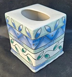 Wamsutta Ceramic Hand Painted Tissue Box Holder Cover [VHTF] (EUC) - Picture 1 of 7