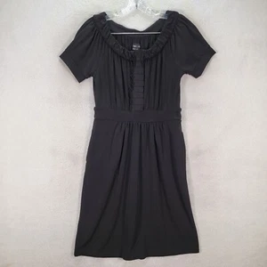 Max Cleo Womens Dress Size S Black Jersey Scoop Neck Pleated Comfy Pocket Shift - Picture 1 of 16