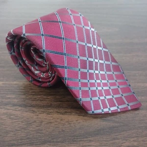 Murano Mens Multicolor Checkered Tie Classic Geometric Long - Picture 1 of 7