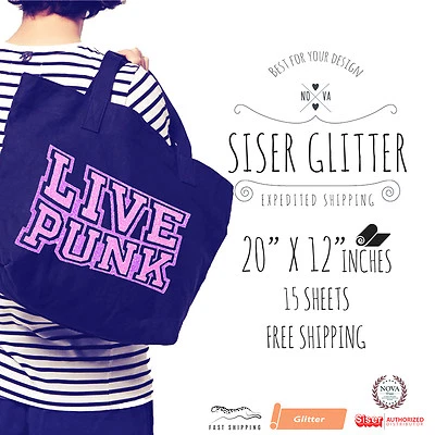 Siser GLITTER Heat Transfer Vinyl 20" x 12" - MIX & MATCH 15 Sheets - Image 1 of 3