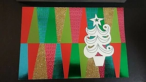 Hallmark multicolored foil Christmas Tree cards open box 12 cards - Picture 1 of 4