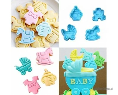 Baby Shower Biscuit Cuttters Plungers Bottles Vest Pram Cakes Decorating Fondant - Image 1 of 4