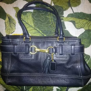 Bolso de Hombro Hamptons Vintage Y2K Coach Cuero Guijarro Negro Excelente Estado - Imagen 1 de 17