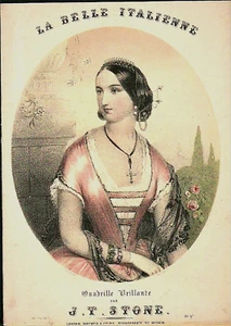 La Belle ITALIENNE Quadrille 19th Century J T Stone Sheet Music Lithograph ! - Picture 1 of 1