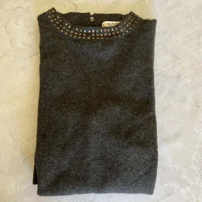 Qi Merino Wool Sequined Scoop Neck Tunic Sweater Dress Size Small - Image 1 of 4