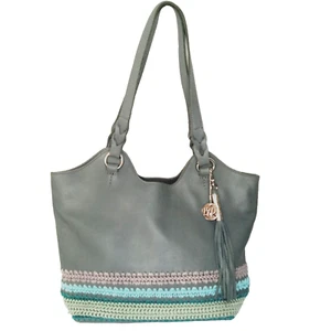 The Sak Back To Bali Hobo Bag grau Leder gehäkelt Boho erdig Schultertasche - Bild 1 von 22