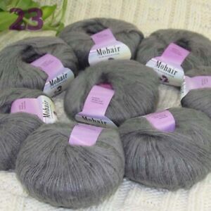 Sale New 8BallsX25g Luxury Soft Mohair Warm Wrap Shawl Hand Knit Crochet Yarn 23