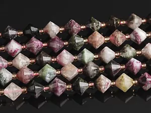 6MM Genuine Natural Multicolor Tourmaline Beads AA Bicone Faceted Loose Beads - Picture 1 of 3