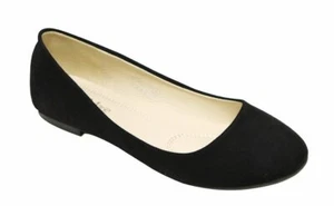Bella Marie Stacy-12 Women's Round Toe Slip On Ballet Flat Shoes 5.5 Black - Picture 1 of 5