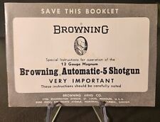 ORIGINAL Browning Automatic-5 A5 12 Gauge Magnum Operation Manual (1965 Print) 