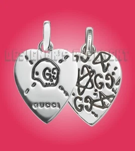 GUCCI Ghost Sterling Silver HEART GG SKULL Trouble Andrew pendant charm NIB Auth - Picture 1 of 7