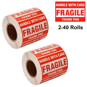 1000 Fragile Stickers 2x3 Handle with Care Thank You 500 Per Roll Warning Labels - Picture 1 of 5