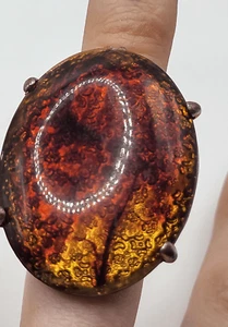 Bohemian Gorgeous Chunky Faux Amber Ring sz 7 - Picture 1 of 7