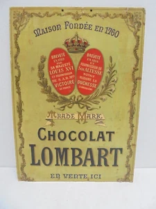 Jolie Affiche cartonnée originale chocolat Lombart NO plaque émaillée - Picture 1 of 11