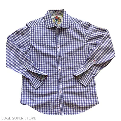 Robert Graham Purple White Plaid Checks Paisley Button Down Dress Shirt Medium - Image 1 of 4