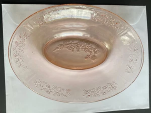 Vintage Depression Glass PINK SHARON CABBAGE ROSE 9.5" Oval Vegetable Bowl - Picture 1 of 4