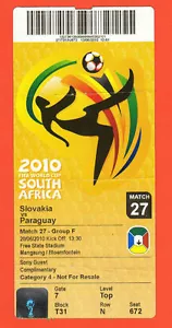 Orig.Ticket World Cup South Africa 2010 SLOVAKIA - PARAGUAY /match 27 !! RARE - Picture 1 of 1