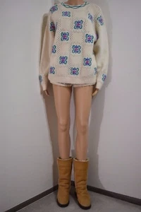 Vintage women's sweater Angora/Rabbit multi color floral knit Size Medium - Picture 1 of 5